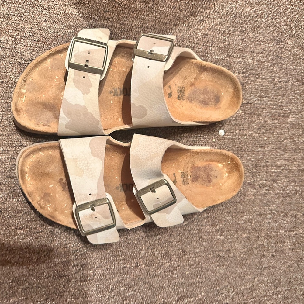 Birkenstock Women's Sandals in Cream with Buckle Straps